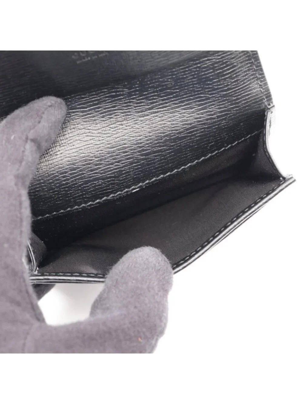 Gucci Card Slot Script Black Leather